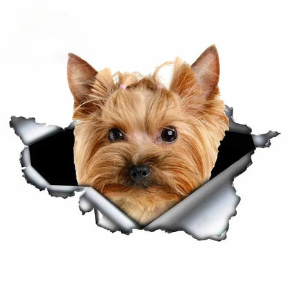 LYKX Yorkshire Terrier Pet Hund Styling Persönlichkeit Aufkleber Zerrissen Metall Vinyl Aufkleber Tier Auto Aufkleber Fenster Auto