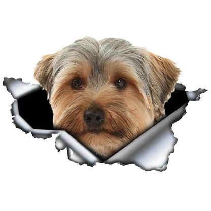 LYKX Yorkshire Terrier Pet Hund Styling Persönlichkeit Aufkleber Zerrissen Metall Vinyl Aufkleber Tier Auto Aufkleber Fenster Auto