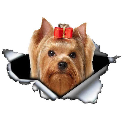 LYKX Yorkshire Terrier Pet Hund Styling Persönlichkeit Aufkleber Zerrissen Metall Vinyl Aufkleber Tier Auto Aufkleber Fenster Auto