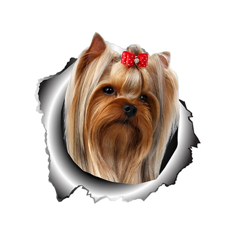 LYKX Yorkshire Terrier Pet Hund Styling Persönlichkeit Aufkleber Zerrissen Metall Vinyl Aufkleber Tier Auto Aufkleber Fenster Auto